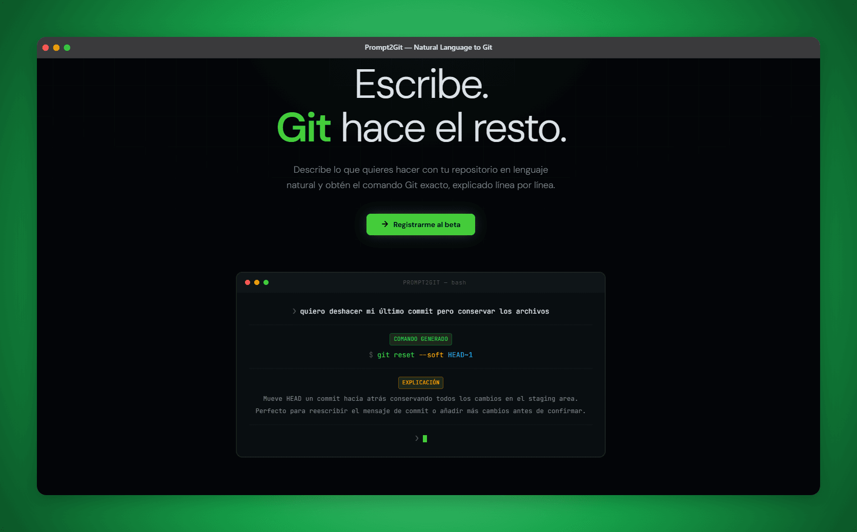 Captura de Prompt2Git